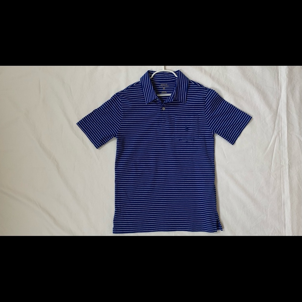 Boys Ralph Lauren Medium Striped Blue and White Polo